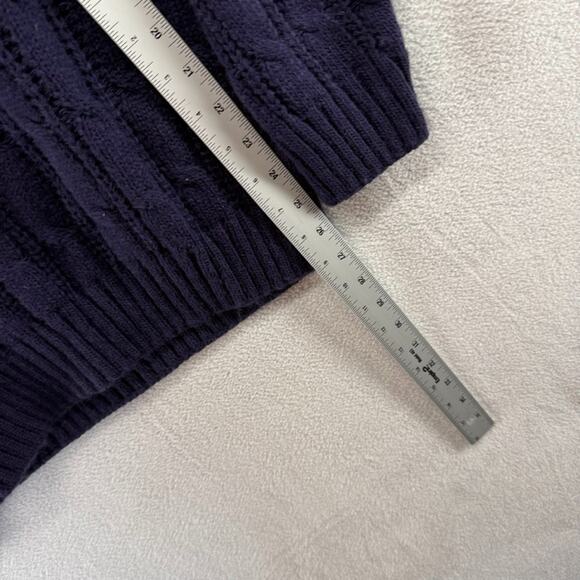 Vintage New Era Sweater Men's Medium Blue Chunky Cable Knit Tennis Cricket USA - Picture 3 of 10